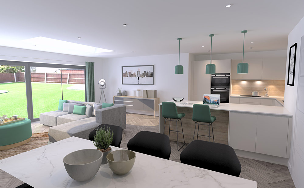 Barnton Park View, Edinburgh, Kitchen and living space