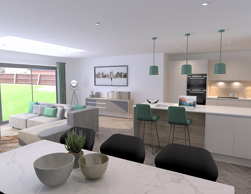 Barnton Park View, Edinburgh, Kitchen and living space
