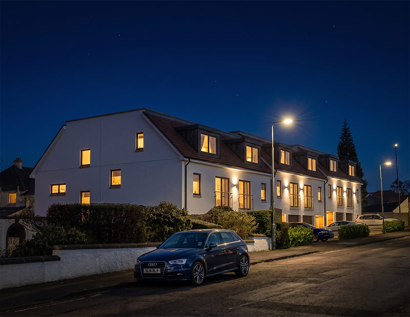Queensferry Road, Edinburgh street view at night